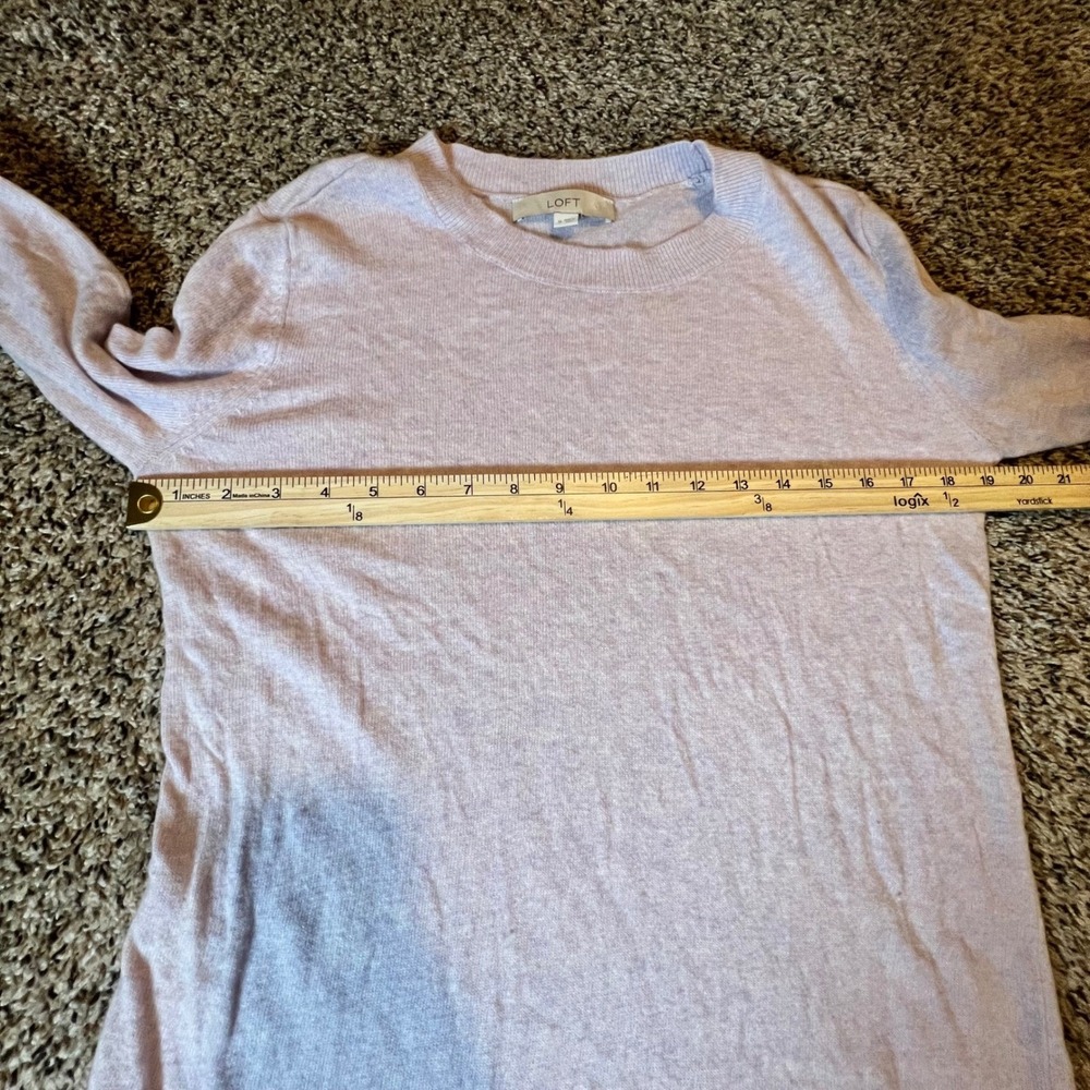 LOFT Womens Lilac Heather Wool Blend Crew Neck Pullover Sweater 514705 Size M‎ - Picture 4 of 6